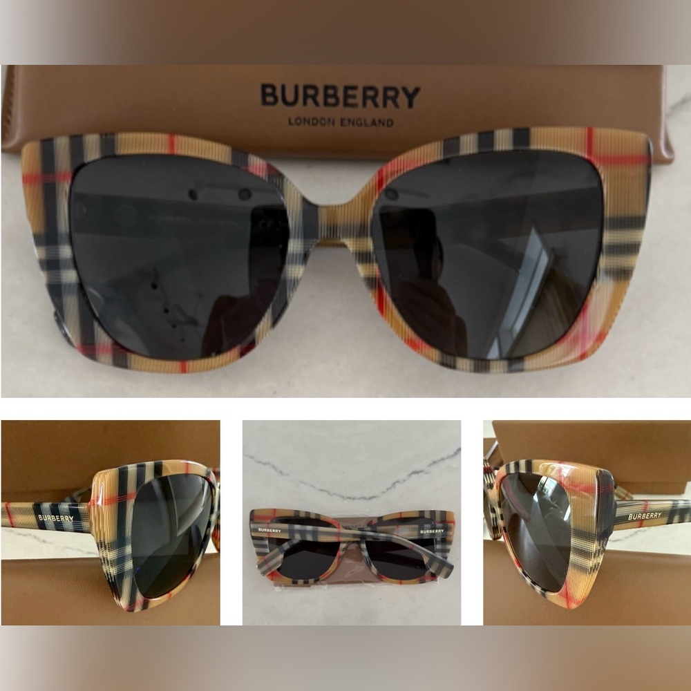 CLASSIC BURBERRY CAT- EYE FRAME SUNNIES IN THEIR CHECK PATTERN SIGNATURE STYLE - Picture 4 of 16